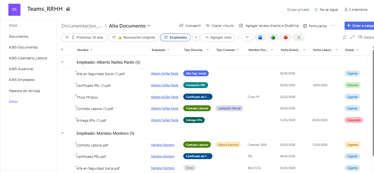 Admin365 HR — Panel de gestión de RRHH en Microsoft Teams
